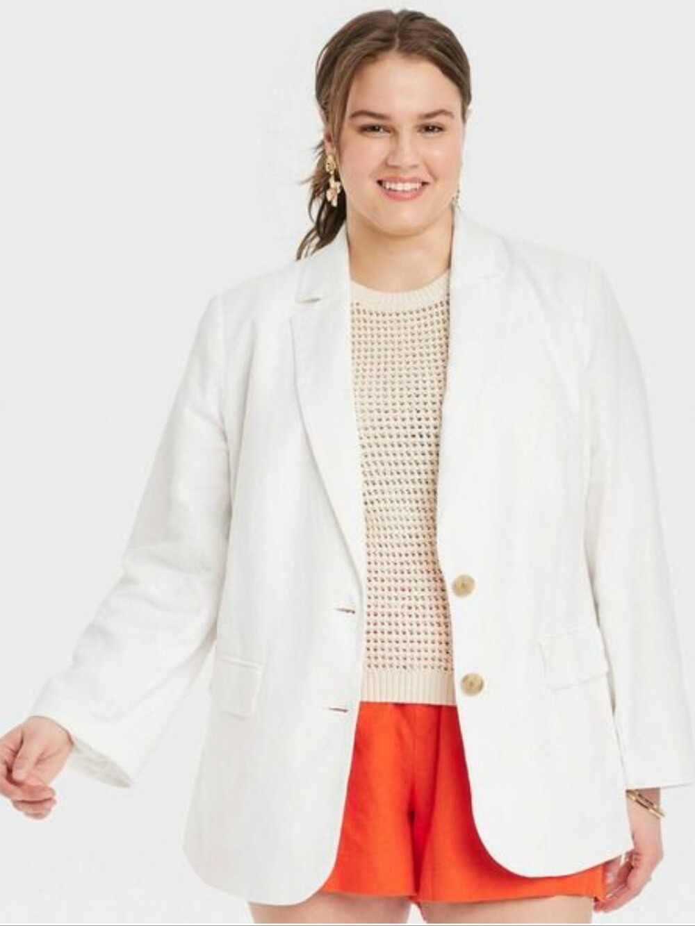 NWT A New Day Linen Blend Blazer Jacket Size M
